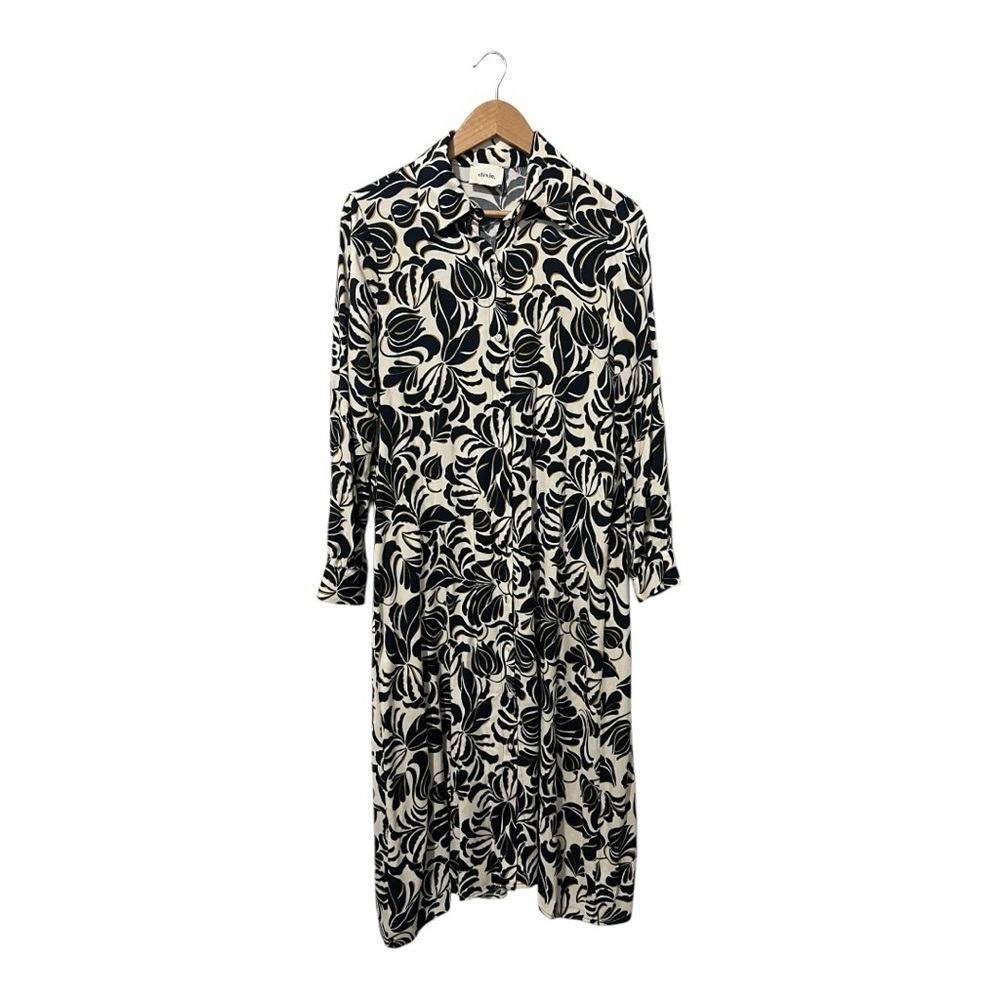 Dixie Shirt Dress Blue Paisley Size Small Women's Maxi Long Modest Button Front